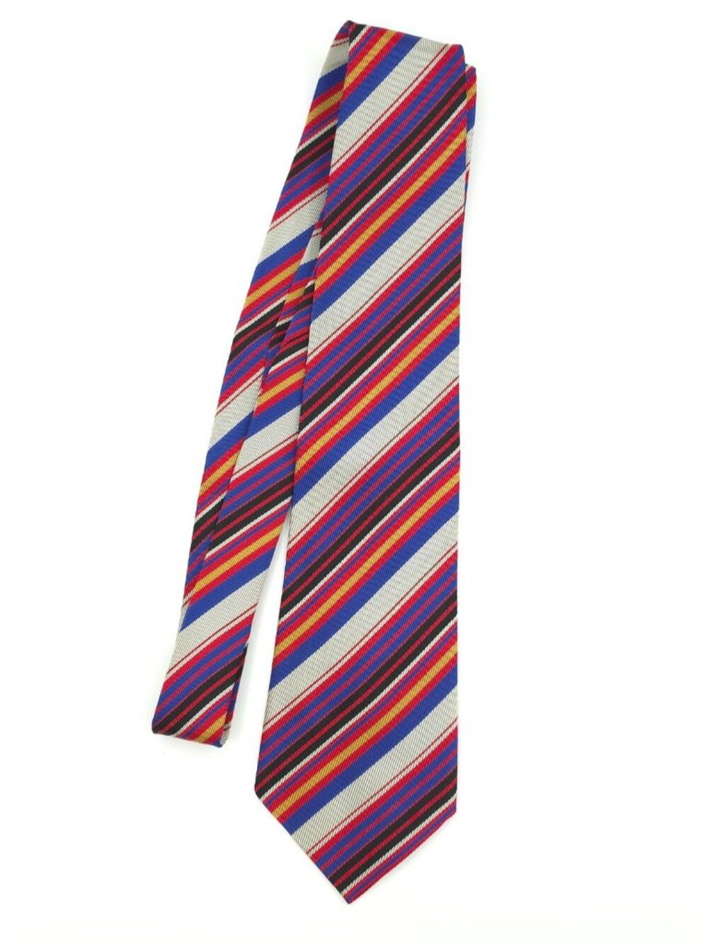 Vintage Blended Tie with Blue, White, Red, and Black Stripes - Gen Y Revival - Picture 2 of 6